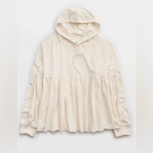 Aerie Cream Ruffle Hoodie